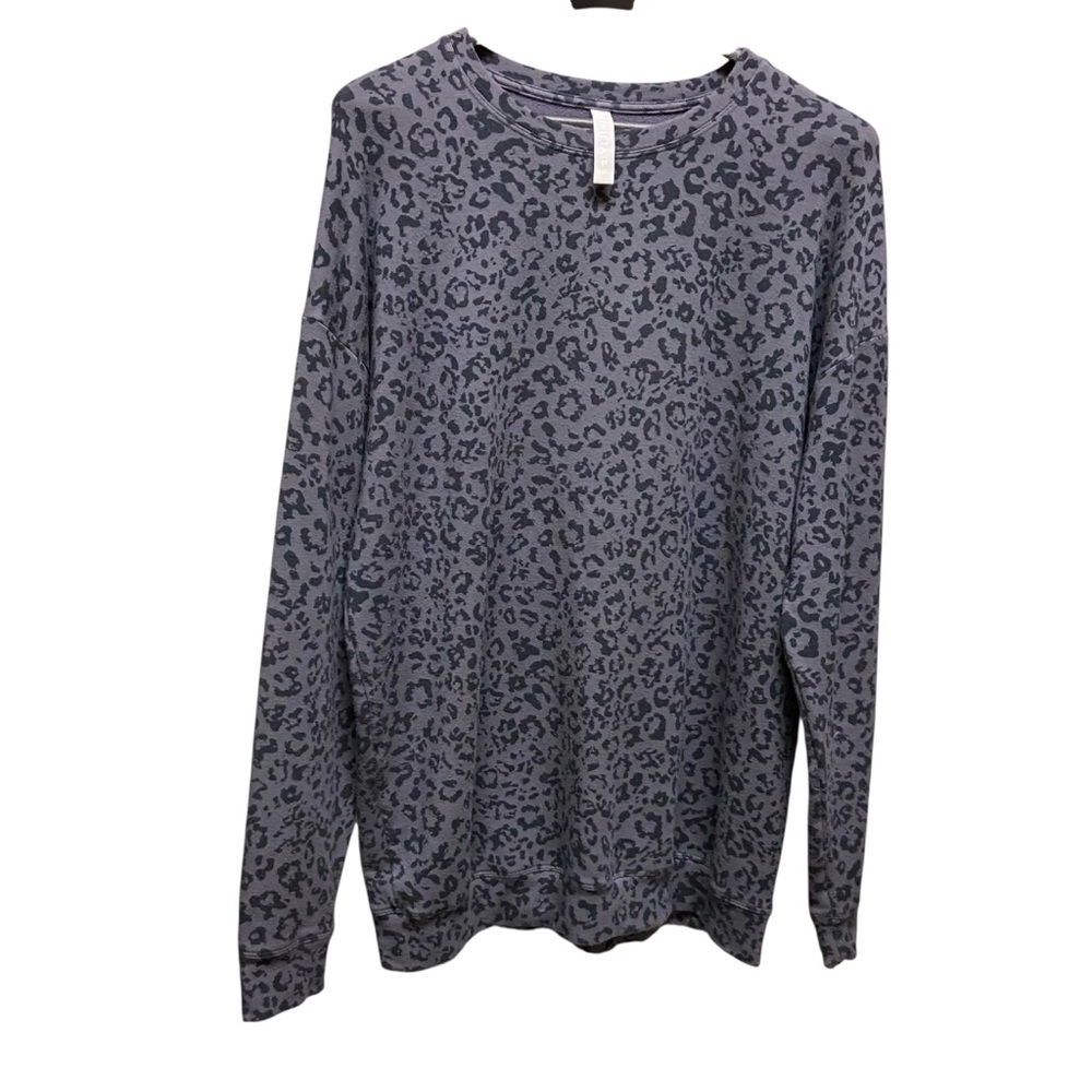 Athleta Pure Luxe Leopard Print Sweatshirt Womens Size Small Oversized Soft Top - Picture 7 of 12